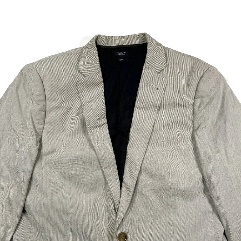 J CREW Ludlow‎ Blazer Jacket Gray Micro Stripe Mens 38R Cotton 16899